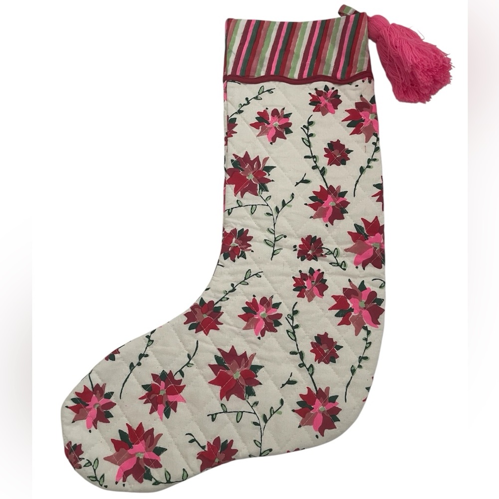 Furbish Poinsettia Quilted Christmas Stocking